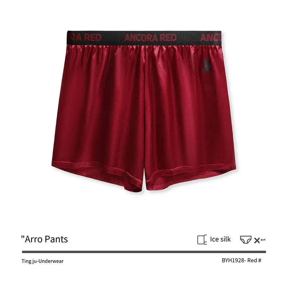 1pc Men Solid Color Ice Silk Boxer Shorts  Breathable U Shape Pouch Underwear L-3XL Large Size Underpant Sexy Trunks