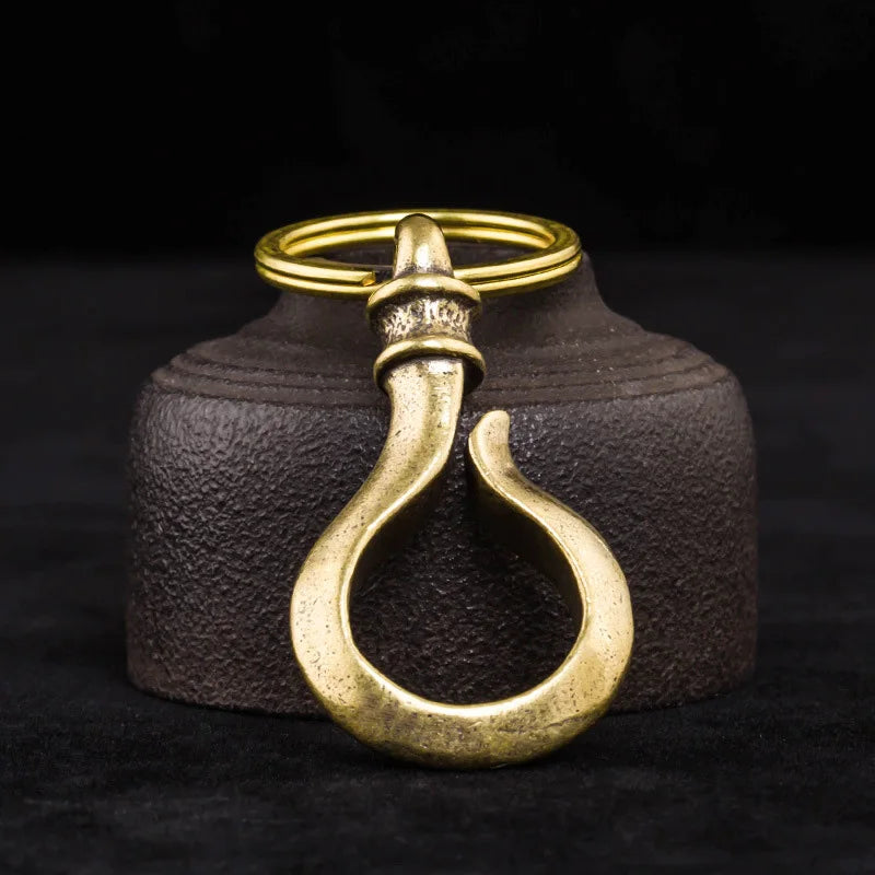Fashion Brass U-shaped Keychain Round Belt Hook Waist Hangings Key Holder Jewelry Vintage Trendy Metal Pants Buckle Men Keyrings