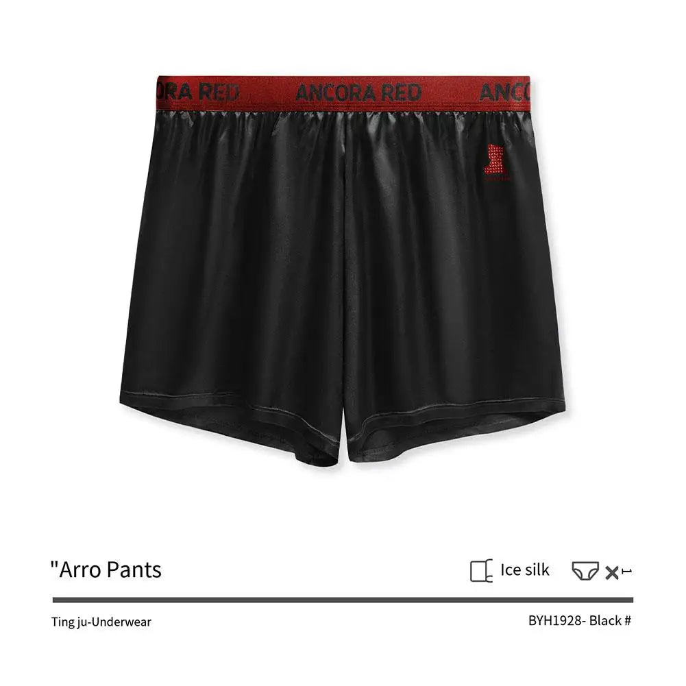 1pc Men Solid Color Ice Silk Boxer Shorts  Breathable U Shape Pouch Underwear L-3XL Large Size Underpant Sexy Trunks