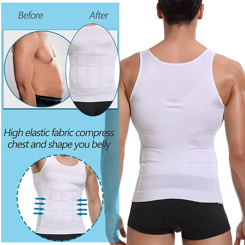 Men's Compression Body Shaper Vest Slimming Tank Top Waist Trainer Belly Control Undershirt Shapewear Sleeveless Soft Shirt