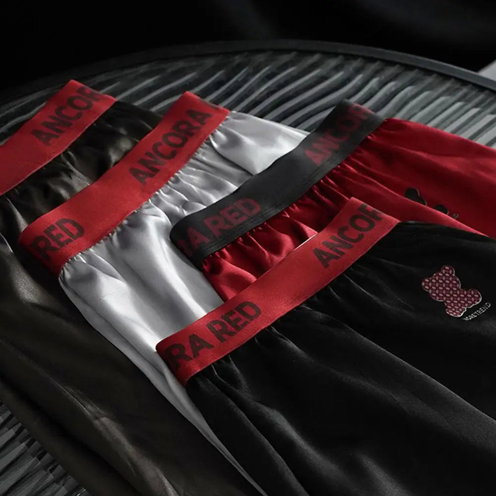 1pc Men Solid Color Ice Silk Boxer Shorts  Breathable U Shape Pouch Underwear L-3XL Large Size Underpant Sexy Trunks