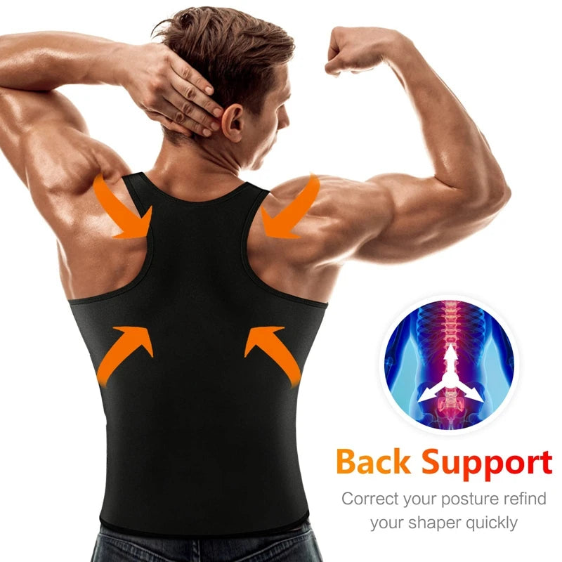 Chloroprene Men’s Ultimate Slimming Sweat Vest Body Shaper Waist Trainer Compression Shapewear for Maximum Fat Burning Workout