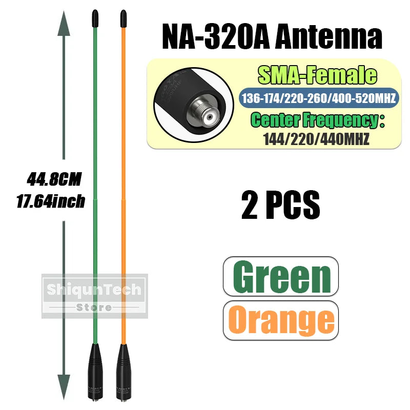 Original Nagoya NA-320A Antenna Tri-Band SMA-Female 144-220-440Mhz Soft Whip Aerial For Quansheng TK118 Retevis RA685 RT86 Radio