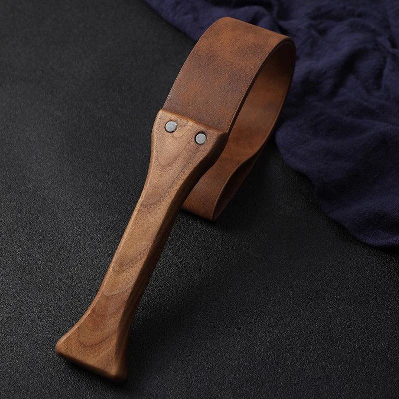 46.5CM Genuine Leather Horse Paddle Training Crop Equestrian Submissive Riding Beat Bat，Handmade Walnut wood Handle