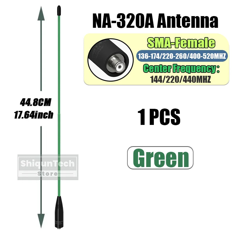 Original Nagoya NA-320A Antenna Tri-Band SMA-Female 144-220-440Mhz Soft Whip Aerial For Quansheng TK118 Retevis RA685 RT86 Radio