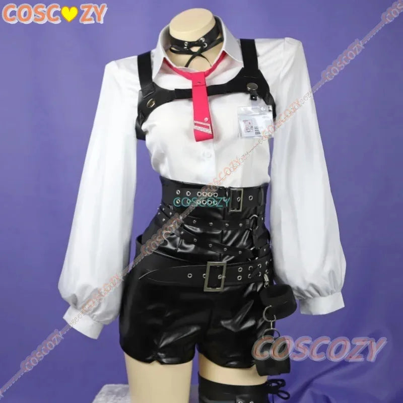 qq34Goddess of Victory NIKKE Yuni Cosplay Costume Whip Wig Women Game Uniform Sexy PU Straitjacket Halloween Suit Anime Clothes