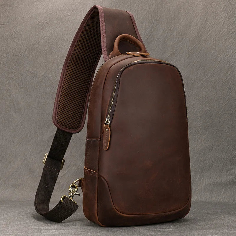 Large Size Causal Chest Bag Genuine Leather Chest Packs Real Cowskin Chest Bag For Men Male Single Shoulder Backpack Outdoor