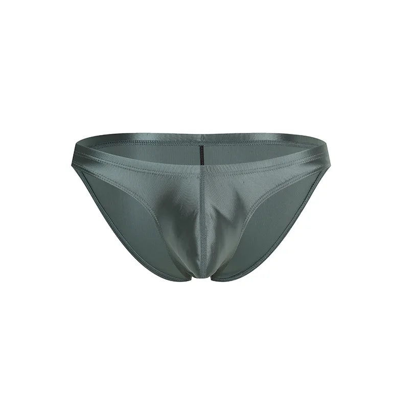 Low Waist U-convex Bikini Men Underwear Sexy Cool Breathable Pouch Bulges Lift Elastic Thong For Body Shaping Smooth Satin Brief
