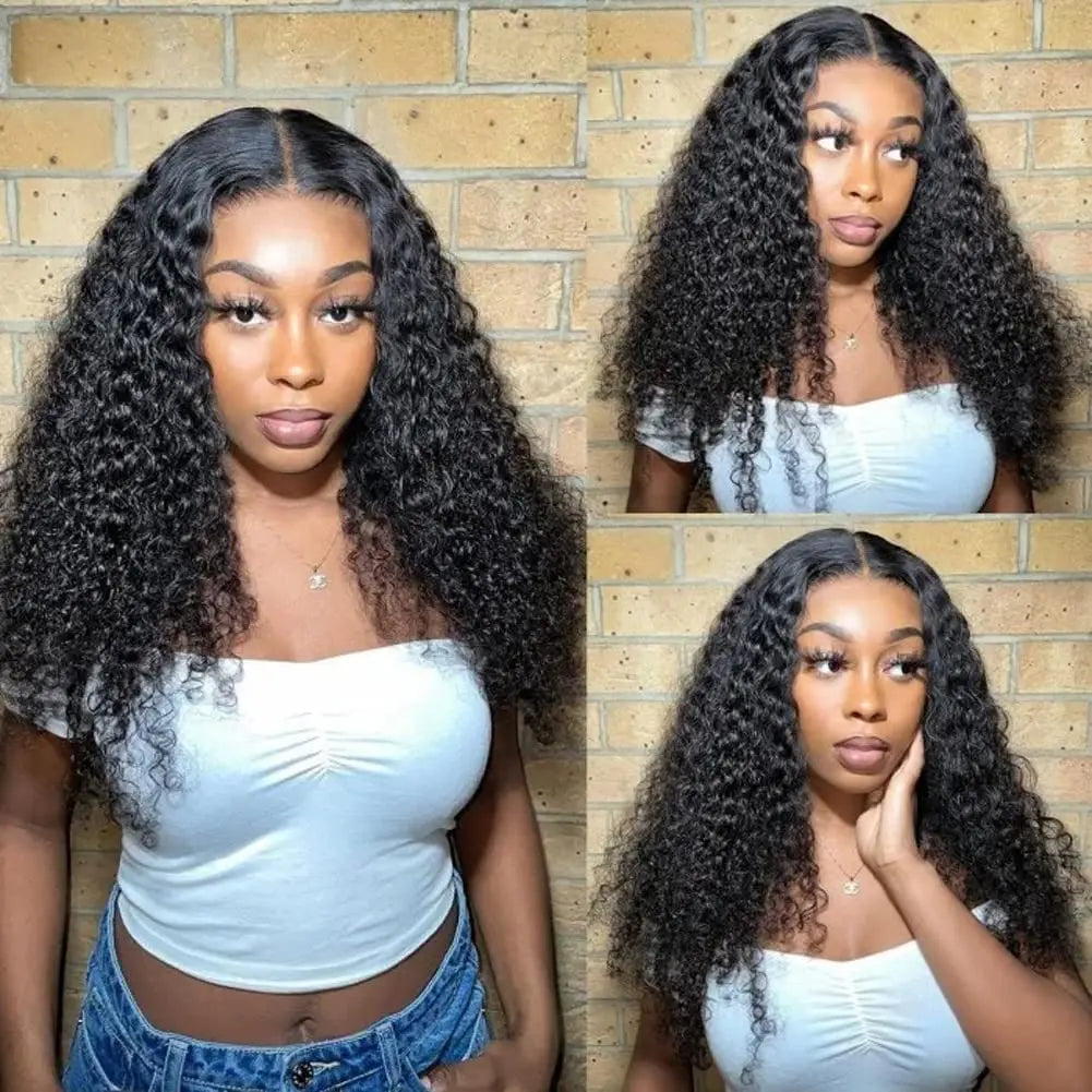 210 Density V Part Wig Human Hair Curly Upgrade U Part Wig Glueless V Shape Wig Brazilian Virgin Human Hair Wig Black Color