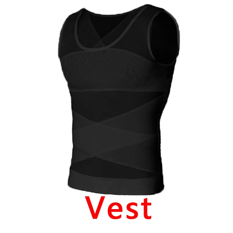 Men Compression Vest Slimming Undershirt Body Shaper Chest Compression Tummy Control Tank Tops Shapewear Gym Fitness Underwear