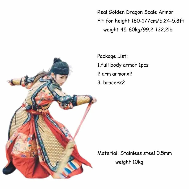 Real Armor Women Ming Dynasty Upright Stainless Steel Armour Medieval Warrior Outfit Unisex Practice Battle Gear Real Armor Men