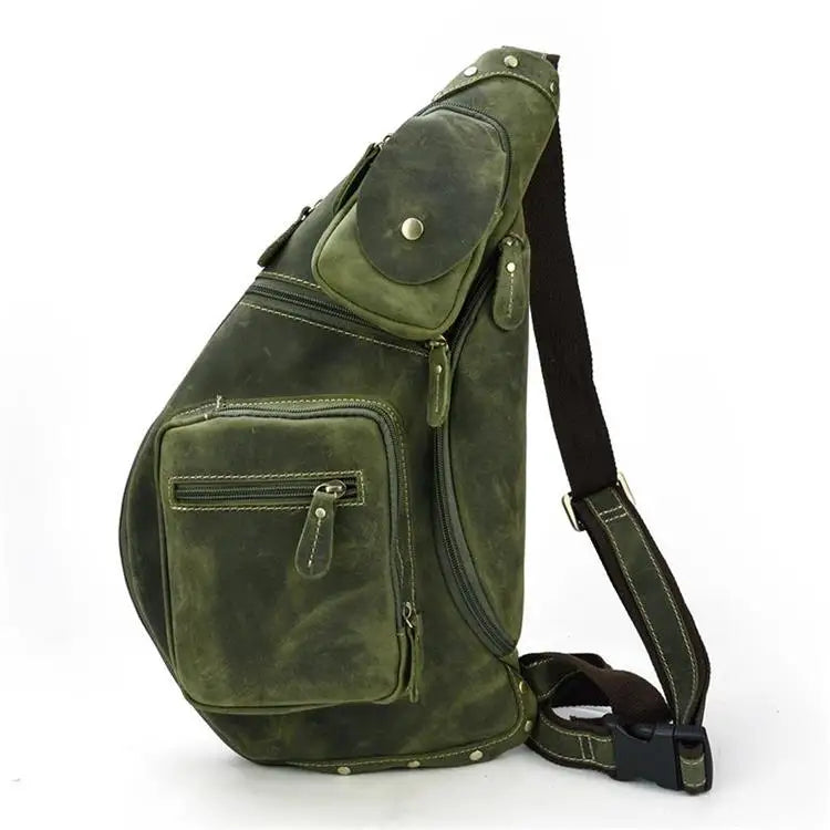 Large Size Causal Chest Bag Genuine Leather Chest Packs Real Cowskin Chest Bag For Men Male Single Shoulder Backpack Outdoor