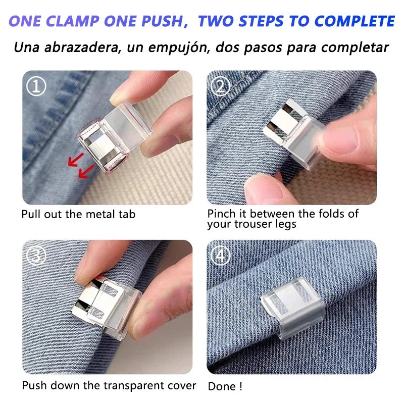 Adjustable Pants Hem Clip Invisible No Sew Concealment Buckle for Men Women, Instant Shortening for Jeans, Trousers, Dress Pants