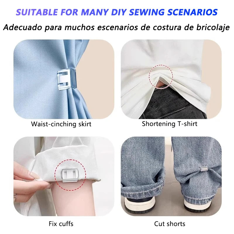 Adjustable Pants Hem Clip Invisible No Sew Concealment Buckle for Men Women, Instant Shortening for Jeans, Trousers, Dress Pants