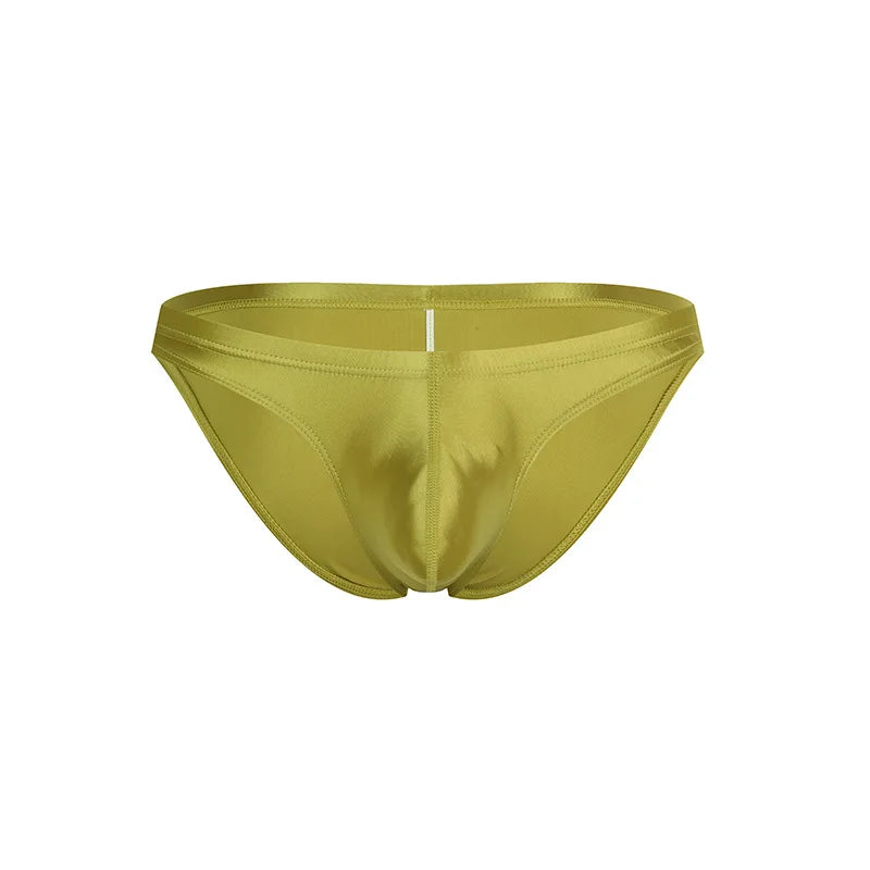Low Waist U-convex Bikini Men Underwear Sexy Cool Breathable Pouch Bulges Lift Elastic Thong For Body Shaping Smooth Satin Brief