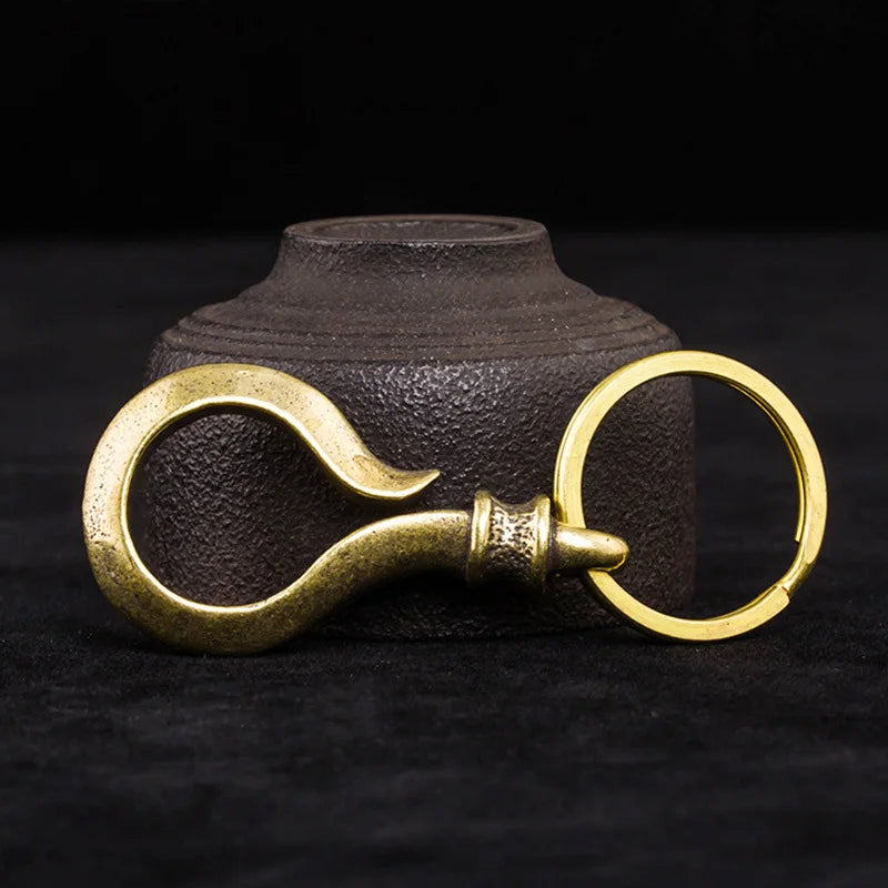 Fashion Brass U-shaped Keychain Round Belt Hook Waist Hangings Key Holder Jewelry Vintage Trendy Metal Pants Buckle Men Keyrings