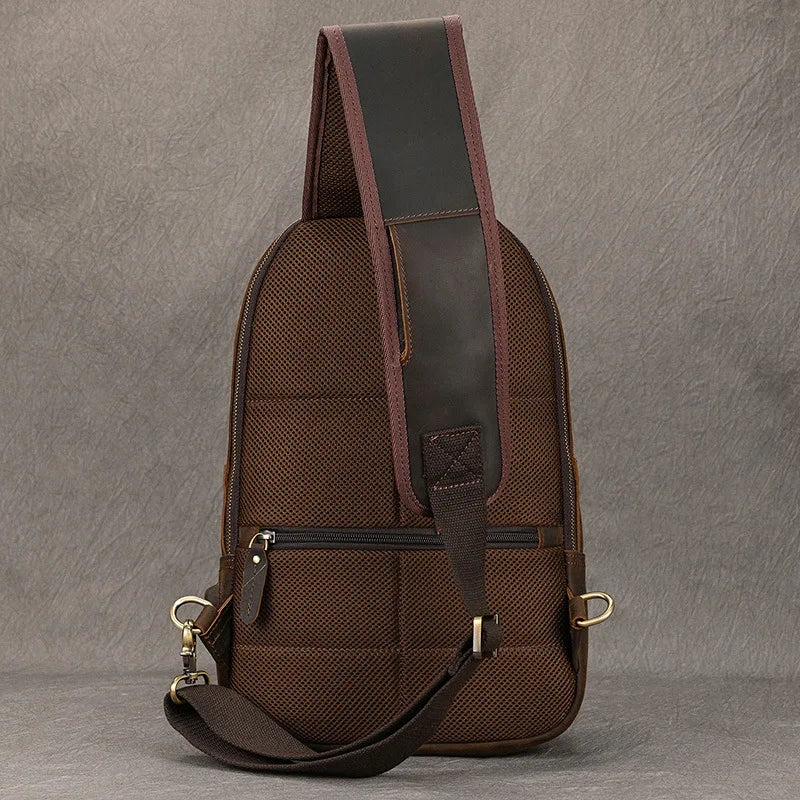 Large Size Causal Chest Bag Genuine Leather Chest Packs Real Cowskin Chest Bag For Men Male Single Shoulder Backpack Outdoor