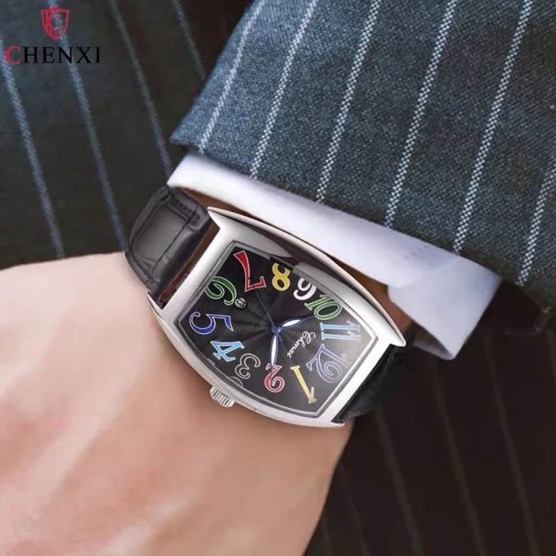 CHENXI 8217 Casual Men's Quartz Watch Creative Calendar Luminous Clock Waterproof Leather Strap Fashion Watches Man reloj hombre