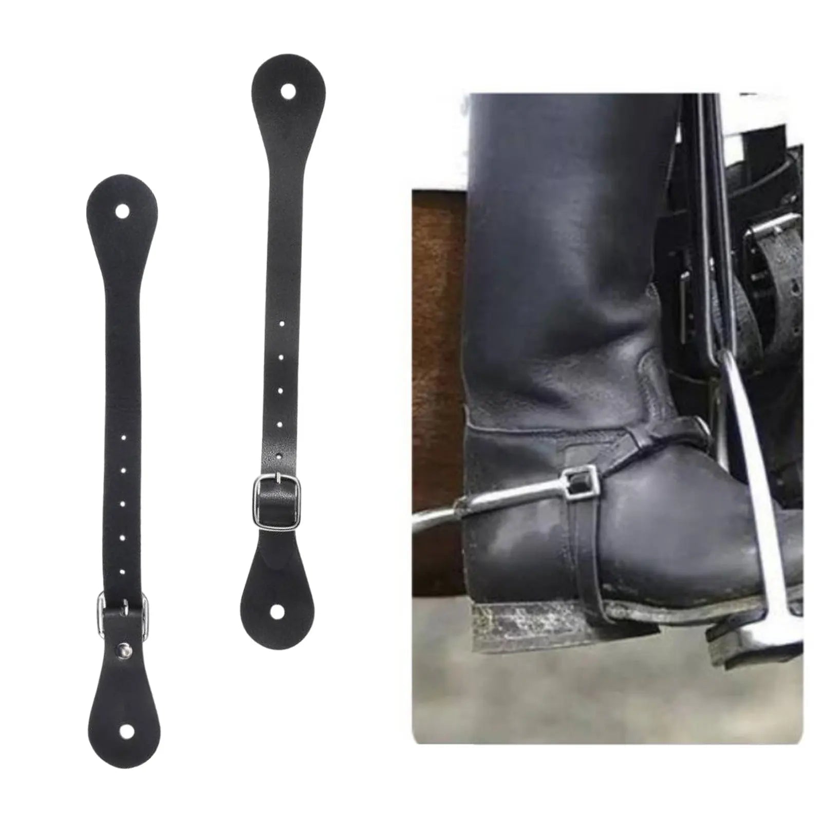 2 Pack Durable Equestrian Adjustable British Boot Straps Premium Women Men Spur Straps for Horse Riding Accessories